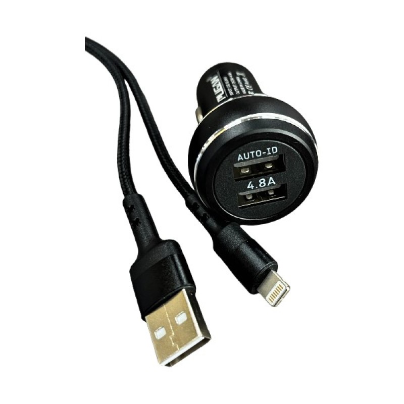 Incarcator auto 4.8A cu cablu tip lightning 12-24V
