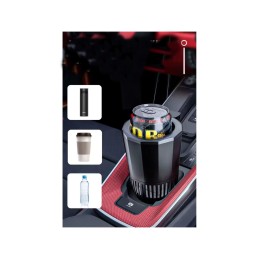 Suport auto inteligent pahare 2 in 1 racire incalzire LED touch bricheta 12V Suport auto inteligent pahare 2 in 1 racire incalzire LED touch bricheta 12V