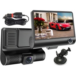 Camera auto DVR tripla FullHD 1080P inregistrare fata, interior si spate, display 4 inch Night Vision