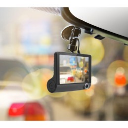 Camera auto DVR tripla FullHD 1080P inregistrare fata, interior si spate, display 4 inch Night Vision