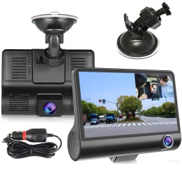 Camera auto DVR tripla FullHD 1080P inregistrare fata, interior si spate, display 4 inch Night Vision