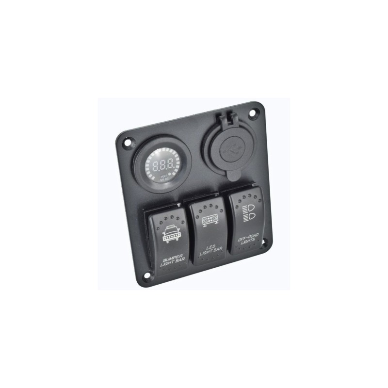 Panou intrerupatore voltmetru , 3 Intrerupatoare si 2 USB SP04 Panou intrerupatore voltmetru , 3 Intrerupatoare si 2 USB SP04