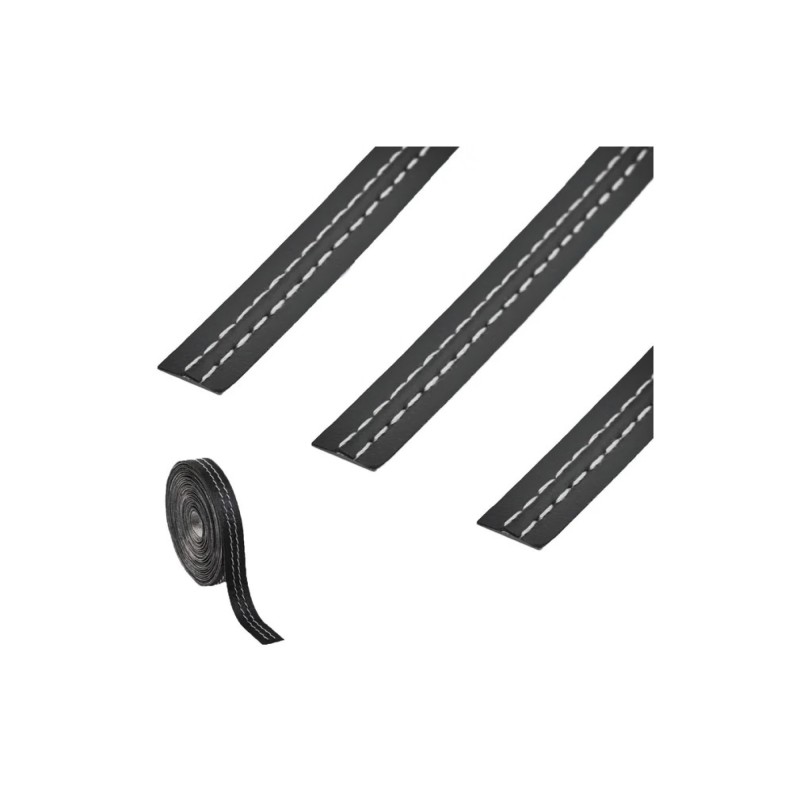 Banda autoadeziva imitatie piele neagra cu cusaturi diverse 2m Banda autoadeziva imitatie piele neagra cu cusaturi diverse 2m