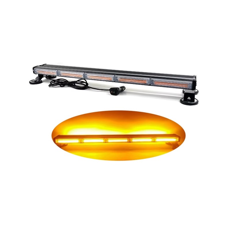 Rampa girofar proiector LED COB stroboscopic lumina portocalie baza magnetica