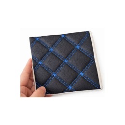 Material romb tapiterie negru cu cusatura albastra