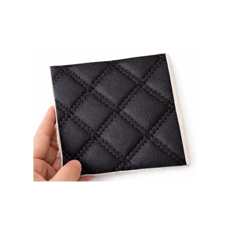 Material romb tapiterie negru cu cusatura neagra